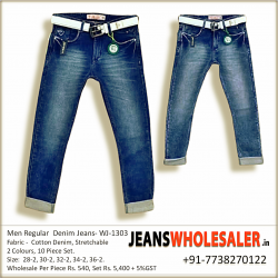 Lukkari Mens Blue Jeans With Belt 