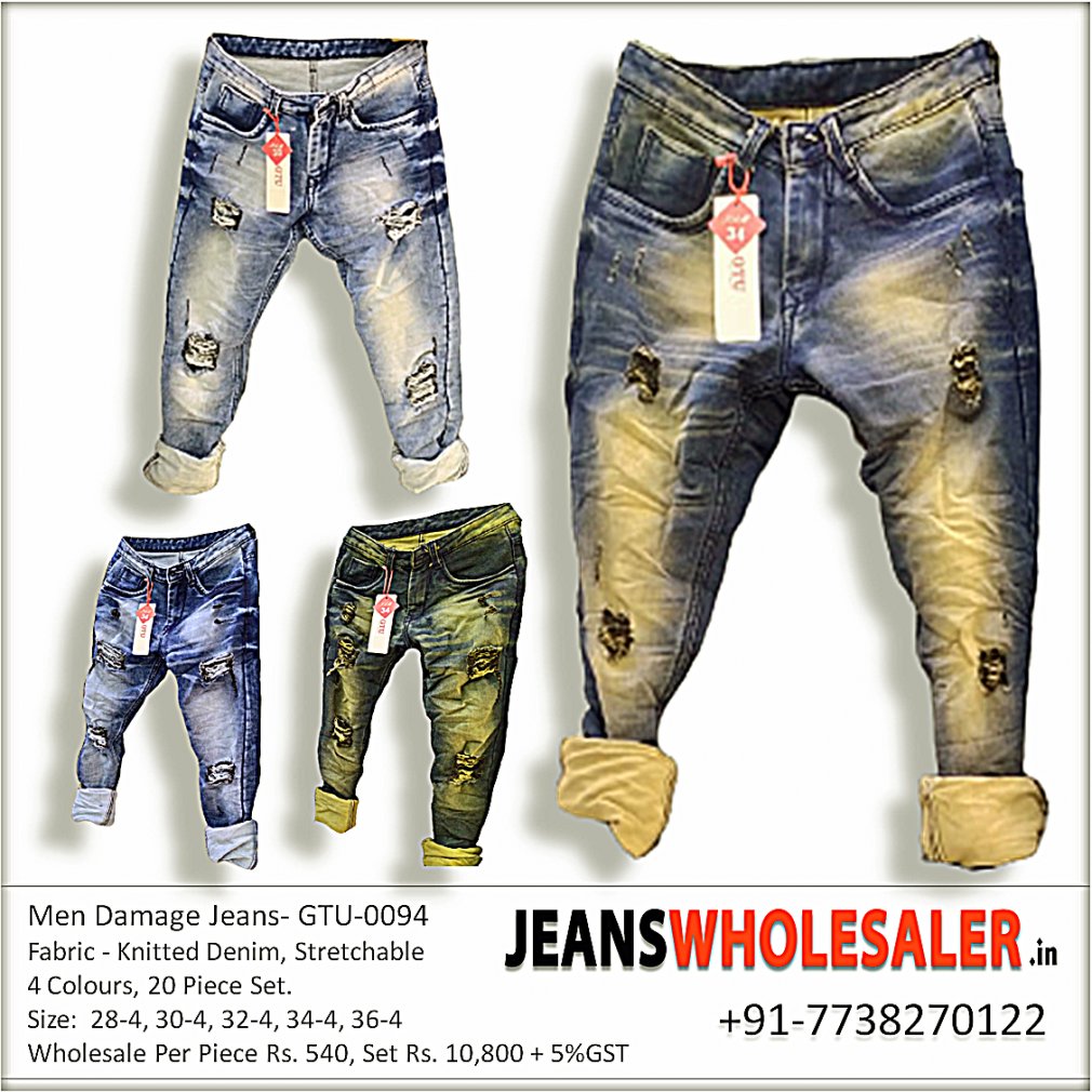 Buy B2b Men Damage Tone Jeans wholesale Rs. 540 in India