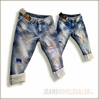 Men Damage Patch Jeans