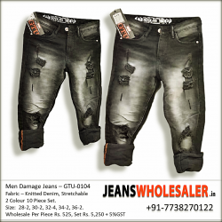 Men Black Damage Jeans
