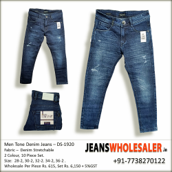 Men Scratch Denim Jeans