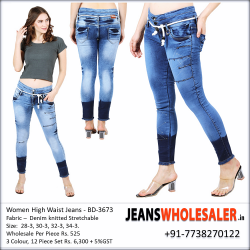 Women Ankle Length Jeans With Two Buttons BD3673