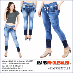 Women  Ankle Length Jeans With Two Buttons BD3673