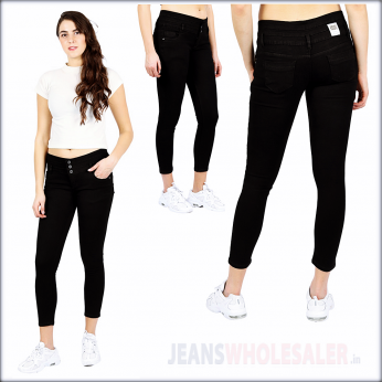 Women High Waist Black Jeans BD76