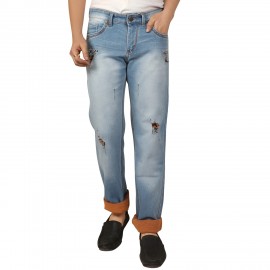 Denim Vistara Men's Ice Blue Torn Jeans