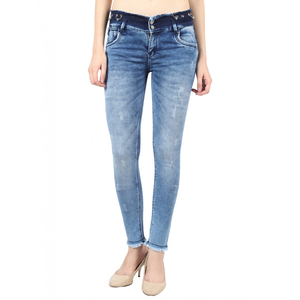 Buy DVG Wholesale B2b Women 2 Button Damage Jeans in india
