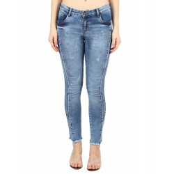 Women  Ankle Length Jeans With Two Buttons