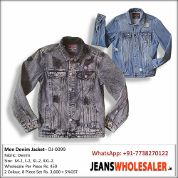 Men Blue Faded Denim Jacket