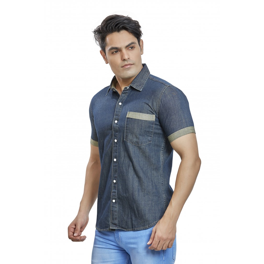 Grand Stitch Plain Mens Half Sleeve Denim Shirts at Rs 399 in Mumbai-sgquangbinhtourist.com.vn