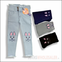 Girls Cat Printed jeans LB-0051