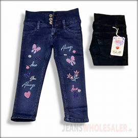 Girls Butterfly Printed Jeans