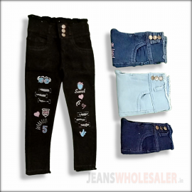 Printed Stretchable Jeans For Girls