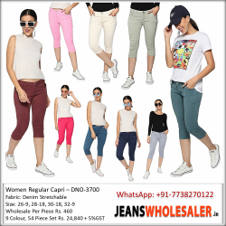 Women Dusty Colour Denim Capris