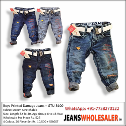 Boys Printed Damage Jeans