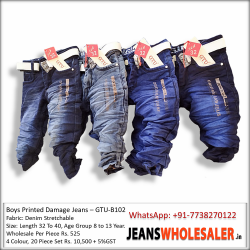 Boys Printed Damage Jeans