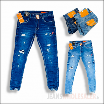 Men Skinny Fit Damage Jeans GP-448