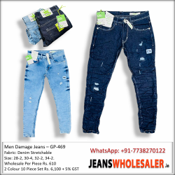 Men Skinny Fit Damage Jeans