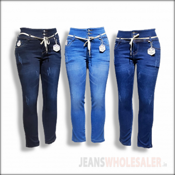 Women Skin Fit Three Button Jeans BD-6017