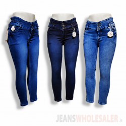 Women Skin Fit Three Button Jeans