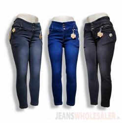 Women Skin Fit Three Button Jeans