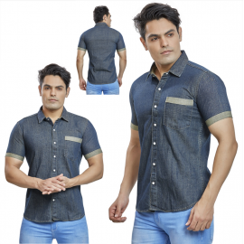 Wholesale Men's Half Sleeve Denim Shirt RS7006