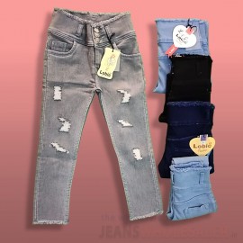 Girls 3 Button Damage Jeans