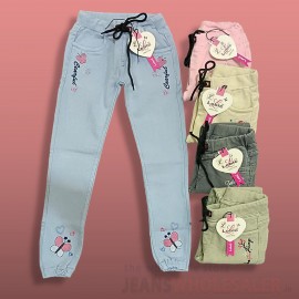 Girls Dusty Colour Embroidery  jeans