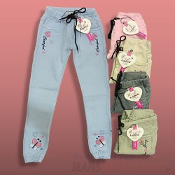 Girls Dusty Colour Embroidery  jeans