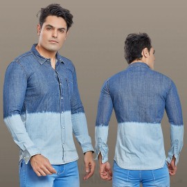 Wholesale Men Blue Faded Casual Denim Shirt RS7007