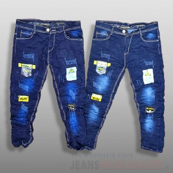Men Printed Patch Jeans