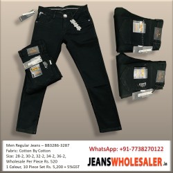 Men Regular Black Jeans