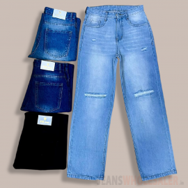 Women Torn Wide Leg Jeans S142