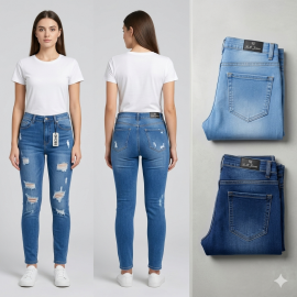 Women Damage Straight Fit  Jeans