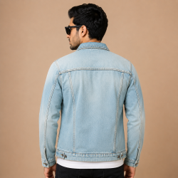 Men Sky Blue Denim Jacket