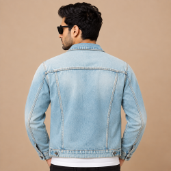 Men Sky Blue Denim Jacket