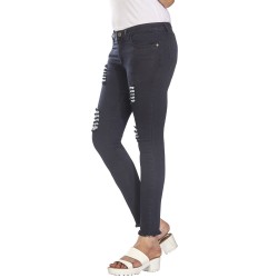 Denim Vistara Women's Torn Slim Fit Black Colored Jeans