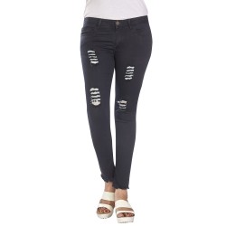 Denim Vistara Women's Torn Slim Fit Black Colored Jeans