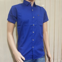 Men's Blue Satin Party Wear Shirts