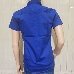 Men's Blue Satin Party Wear Shirts